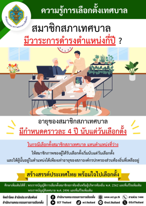 สาระความรู้การเลือกตั้งเทศบาล  สมาชิกสภาเทศบาล มีวาระการดำรงตำแหน่งกี่ปี ?