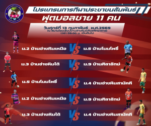 ⚽️ตารางการแข่งขันฟุตบอล 11 คน ประชาชนสัมพันธ์เทศบาลตำบลอ่างศิลา ‼️ วันศุกร์ที่ 13  กุมภาพันธ์ 2569  ?เวลา 09.00 น.เป็นต้นไป
