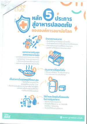 วารสาร/แผ่นพับ สาระความรู้หลัก 5 ประการสู่อาหารปลอดภัยขององคืการอนามัยโลก
